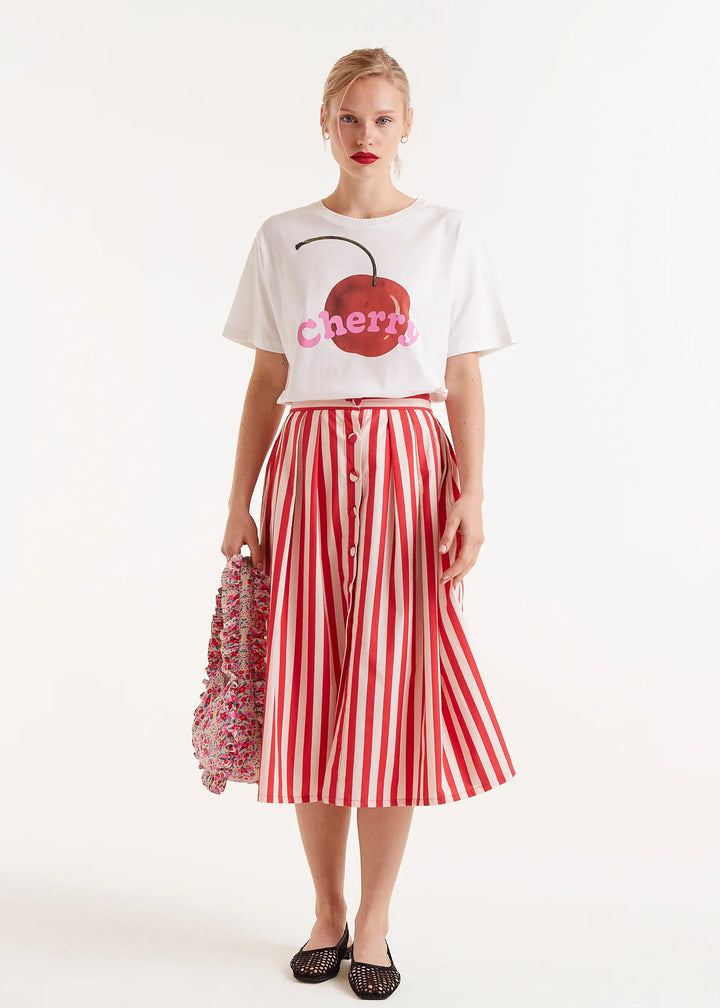 Midi Skirt - Red Stripe