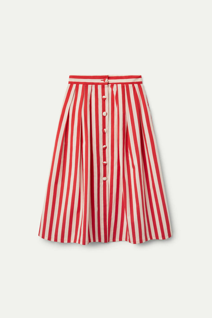 Midi Skirt - Red Stripe