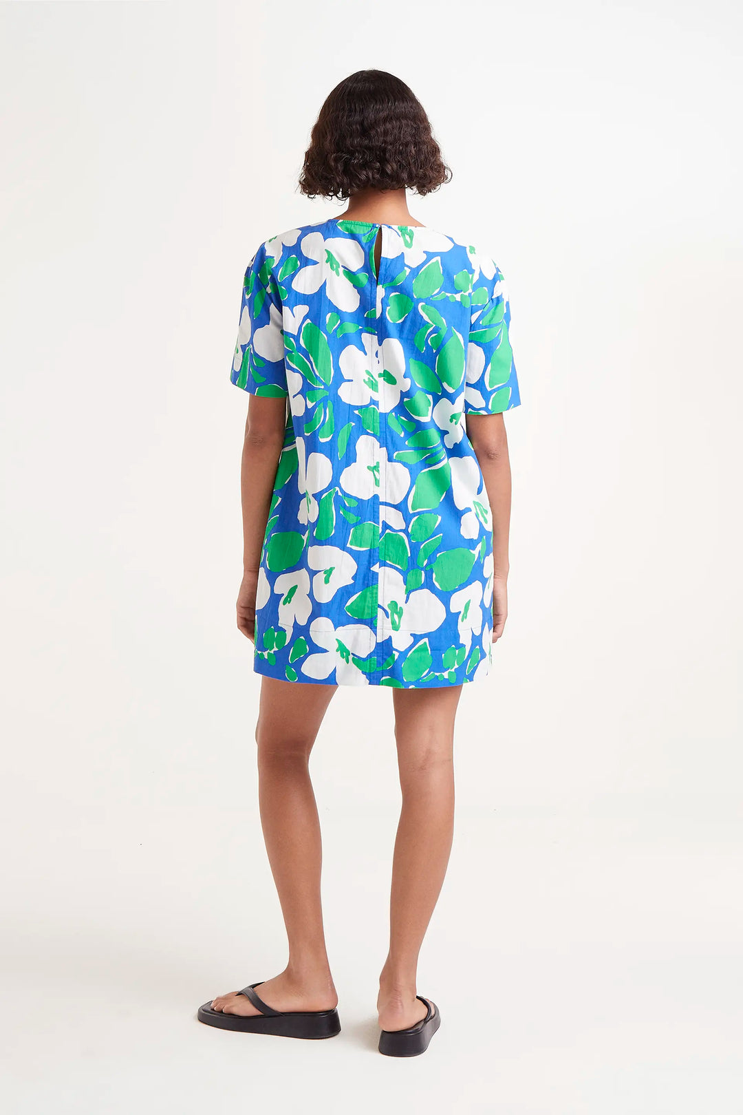 Abstract Floral Dress - Blue