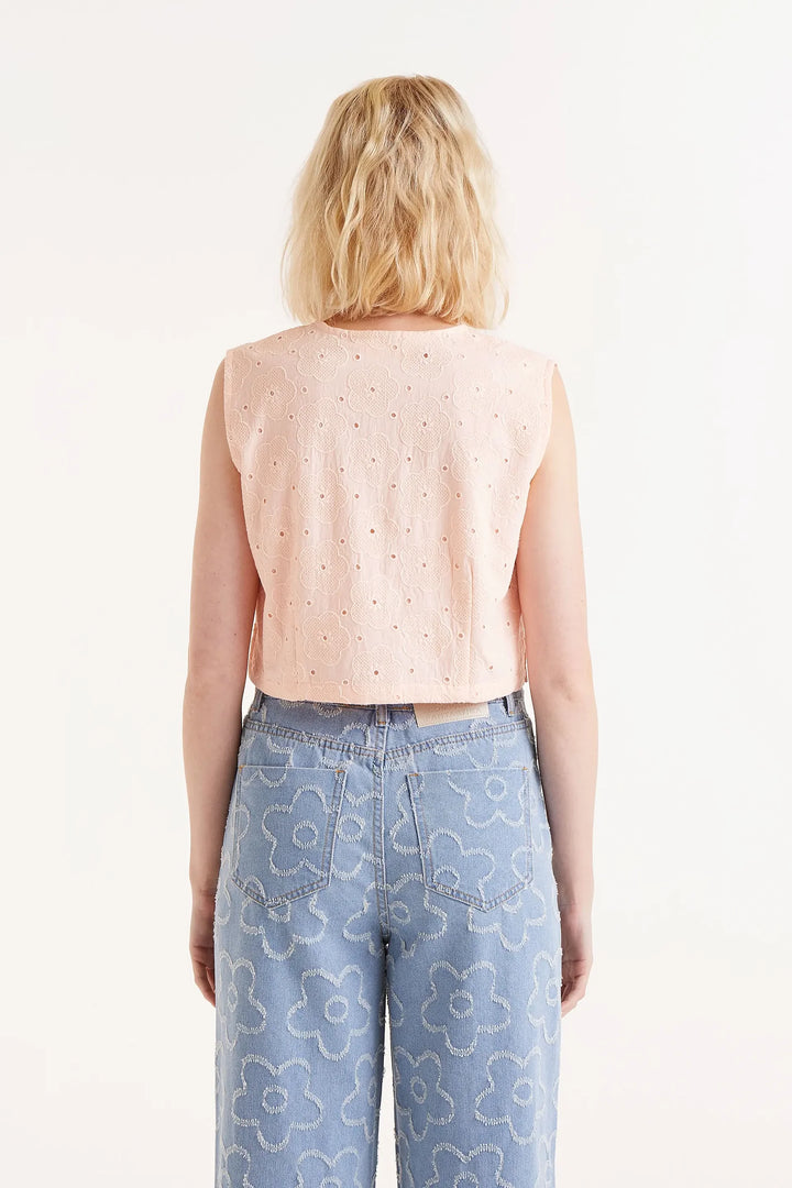 Eyelet Tank - Peach