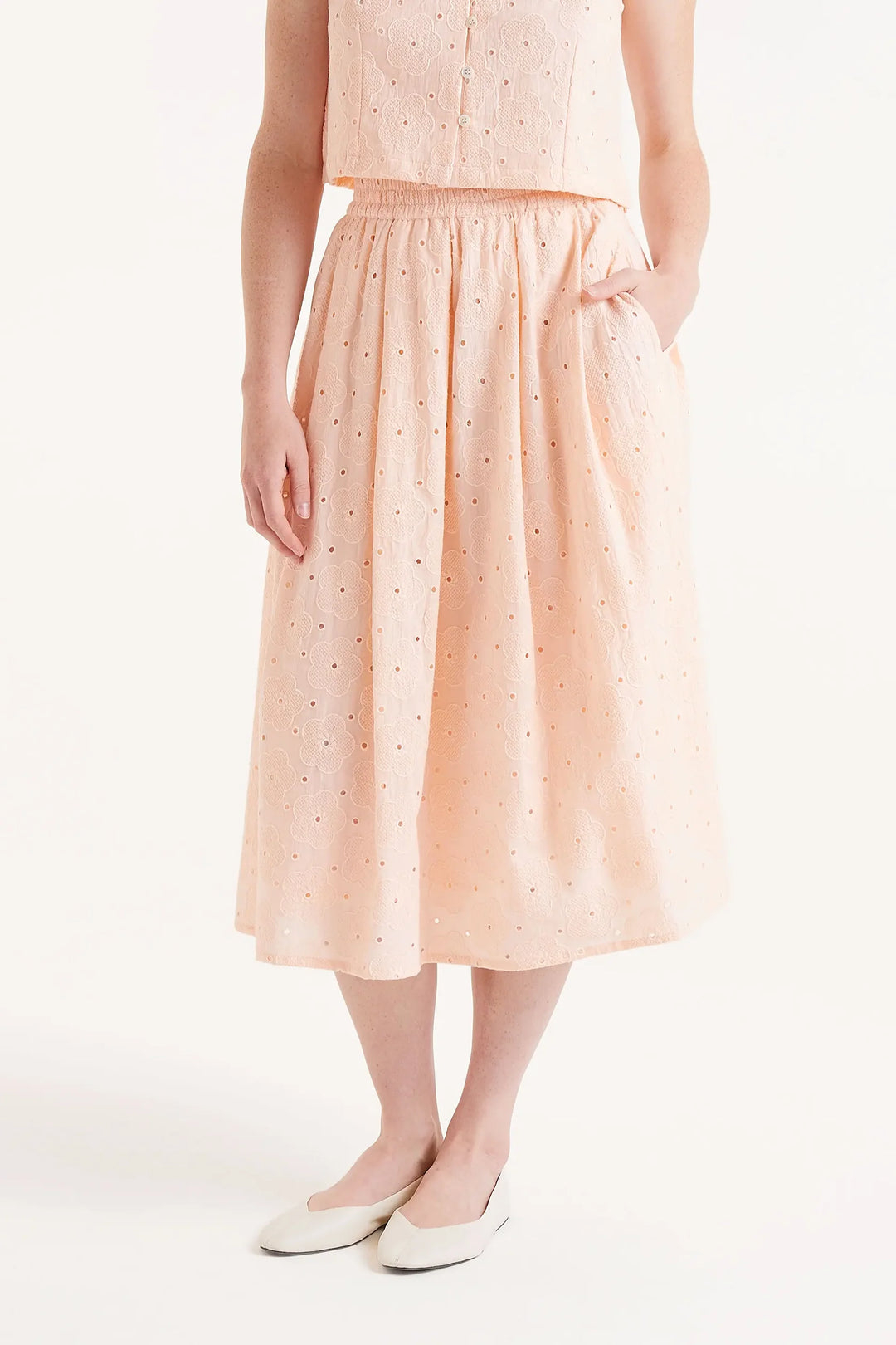 Eyelet Skirt - Peach