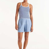 Tank Top - White / Navy Stripe