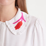 Flower Collar Top - White
