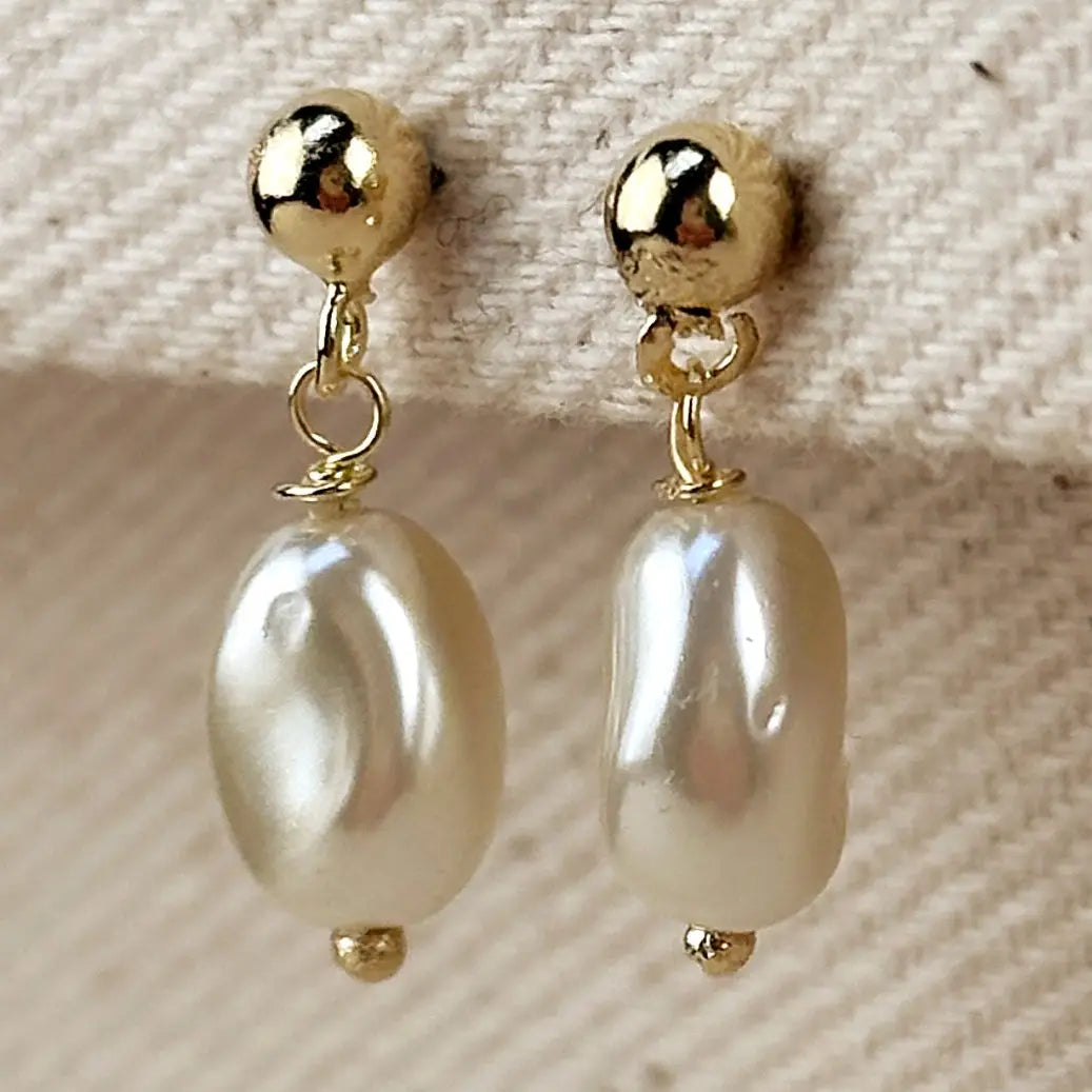 Drop Baroque Pearl Earring - Gold