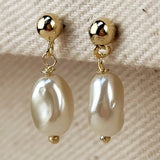 Drop Baroque Pearl Earring - Gold