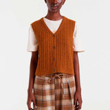 Button Up Vest - Brown