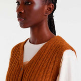 Button Up Vest - Brown