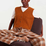 Button Up Vest - Brown