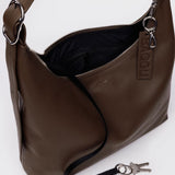 Recycled Leather Shoulder Bag - Brown