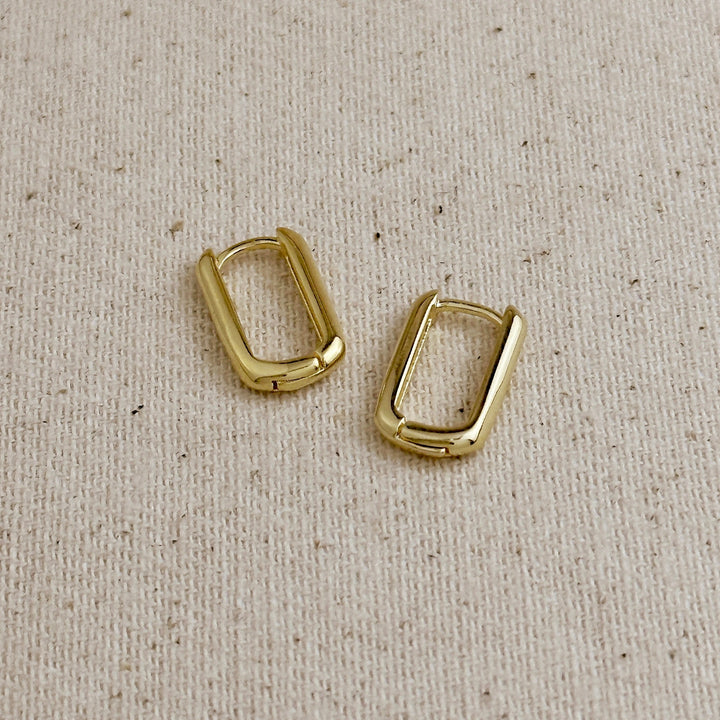 Oblong Hoop Earrings 10mm - Gold