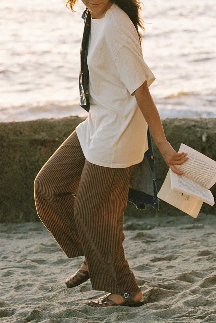 Stripe Washed Trouser - Brown Stripe