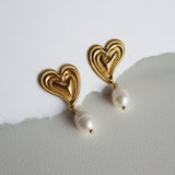 Pearl Drop Heart Earrings