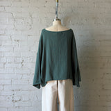 Robyn Waffled Cotton Top - Forest