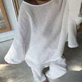 Robyn Waffled Cotton Top - Natural