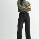 High Rise Utility Wide Leg Jeans - Black