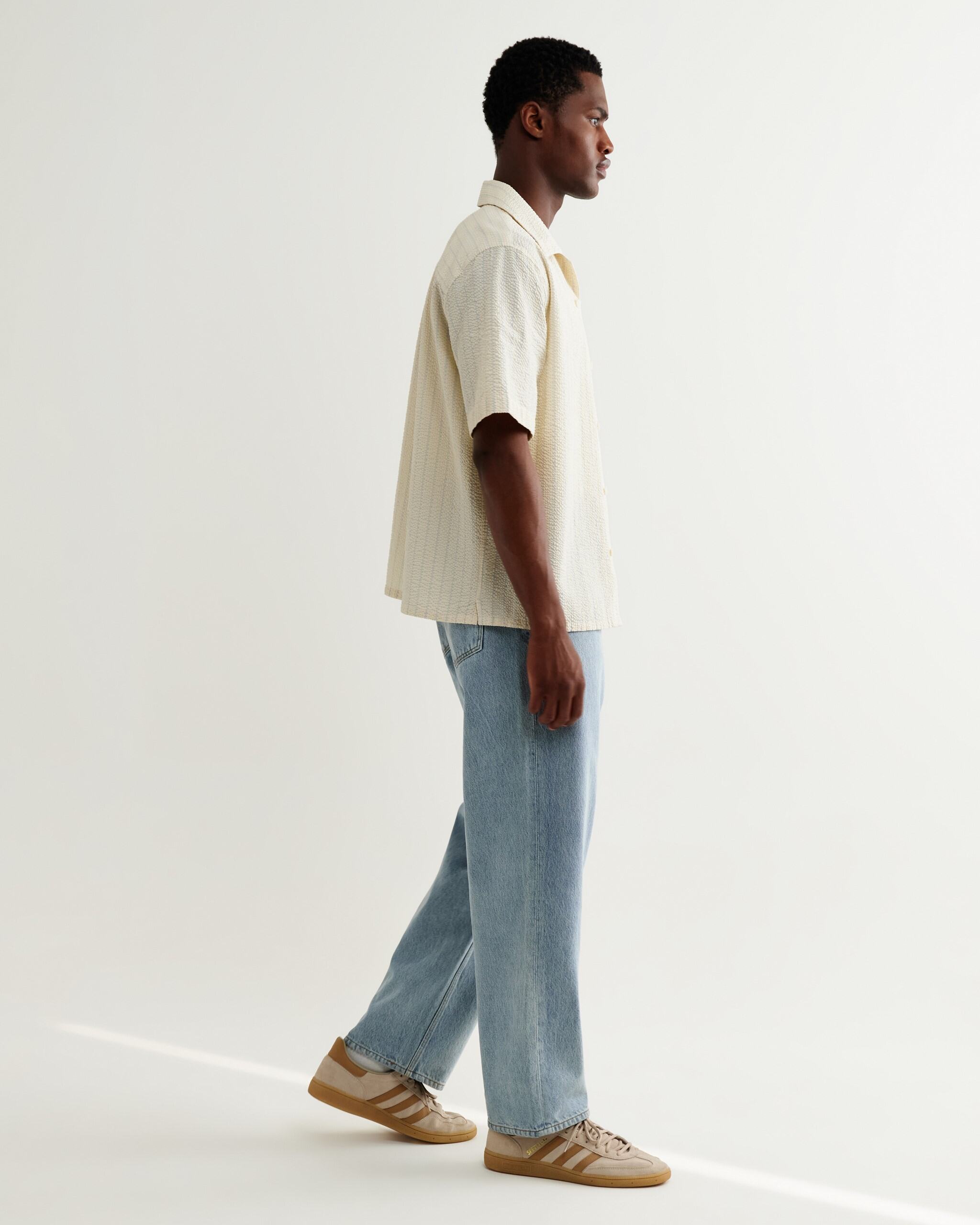 Didcot SS Shirt - Ecru / Blue