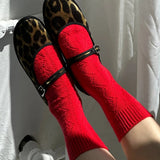 Cashmere Pointelle Socks - Red