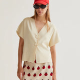 Short Sleeve Cardigan - Beige