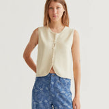Button Up Vest - Beige