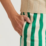 High Rise Pant - Green Stripe