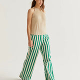 High Rise Pant - Green Stripe