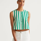 Sleeveless Tank - Green Stripe