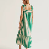 Midi Dress - Green Stripe
