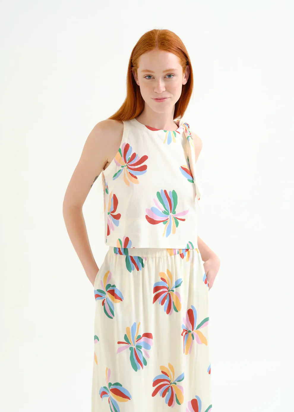Floral Tank - Creme