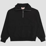 Terry Half Zip Fleece Sweatshirt - Black