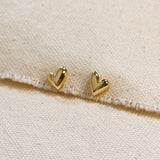 Mini Uneven Heart Stud Earrings - Gold