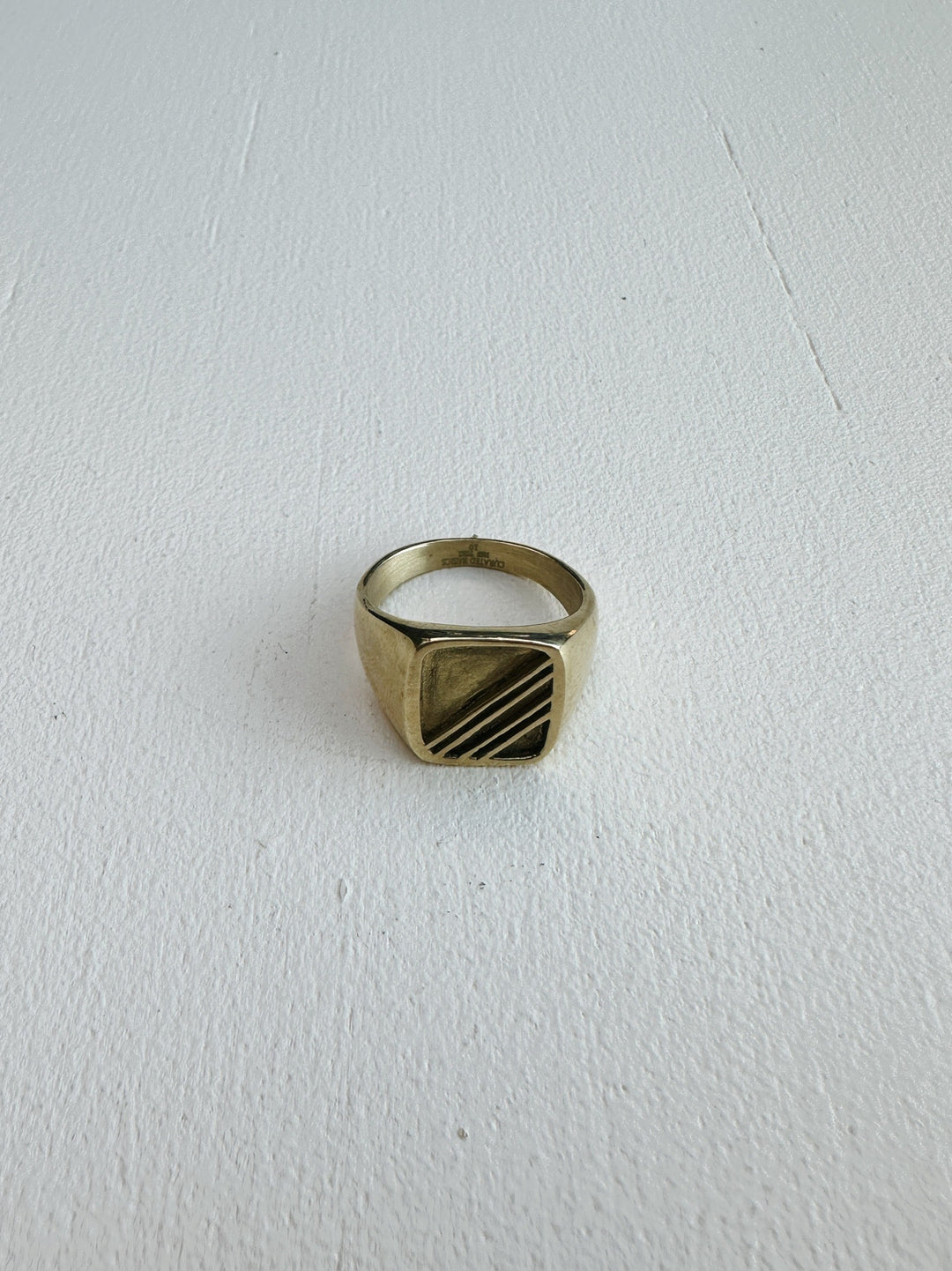 Brass Square Striped Ring