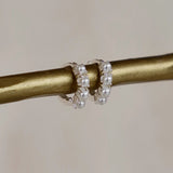Mini Pearl Hoops - Silver