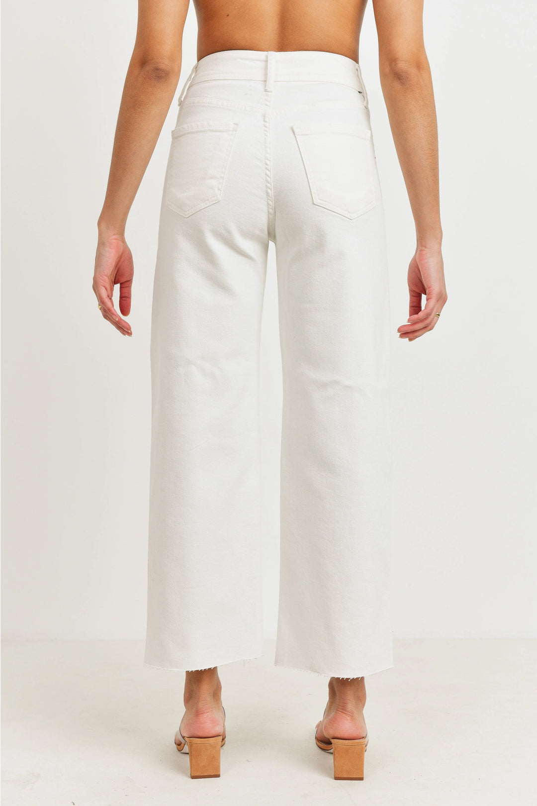 High Rise Utility Wide Leg Jeans - Off White