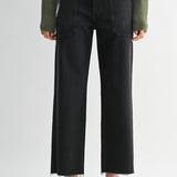 High Rise Utility Wide Leg Jeans - Black