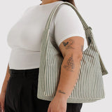 Nylon Shoulder Bag - Sage Stripe