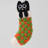 Checkered Stocking Cat Ornament