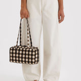 Nylon Bowler Bag - Blurred Gingham Brown