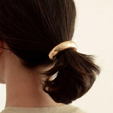 Wide Metal Ponytail Hair Tie - Gold