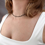 Black Baguette Necklace - Gold