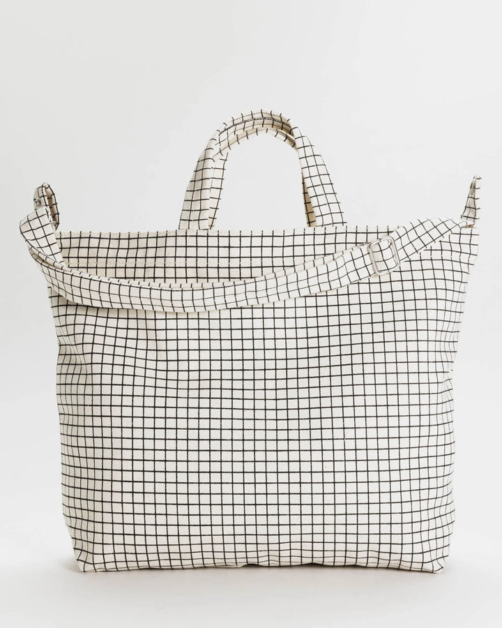 Horizontal Zip Duck Bag - Natural Grid