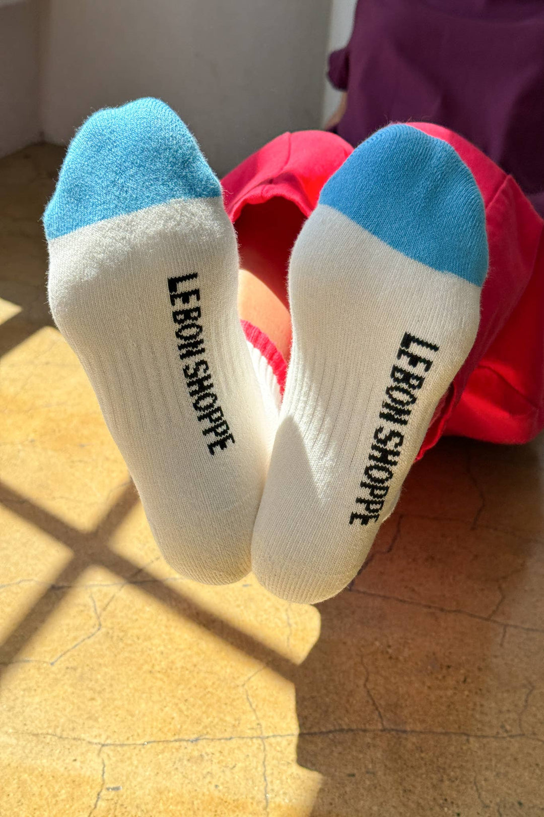 Color Block Girlfriend Socks - Blue Red