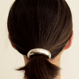 Wide Metal Ponytail Hair Tie - Silver