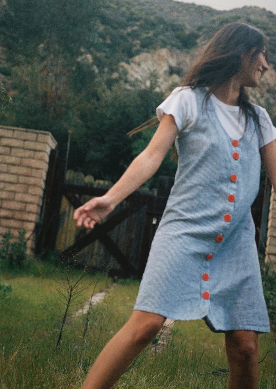 Washed Linen Dress - Navy Stripe