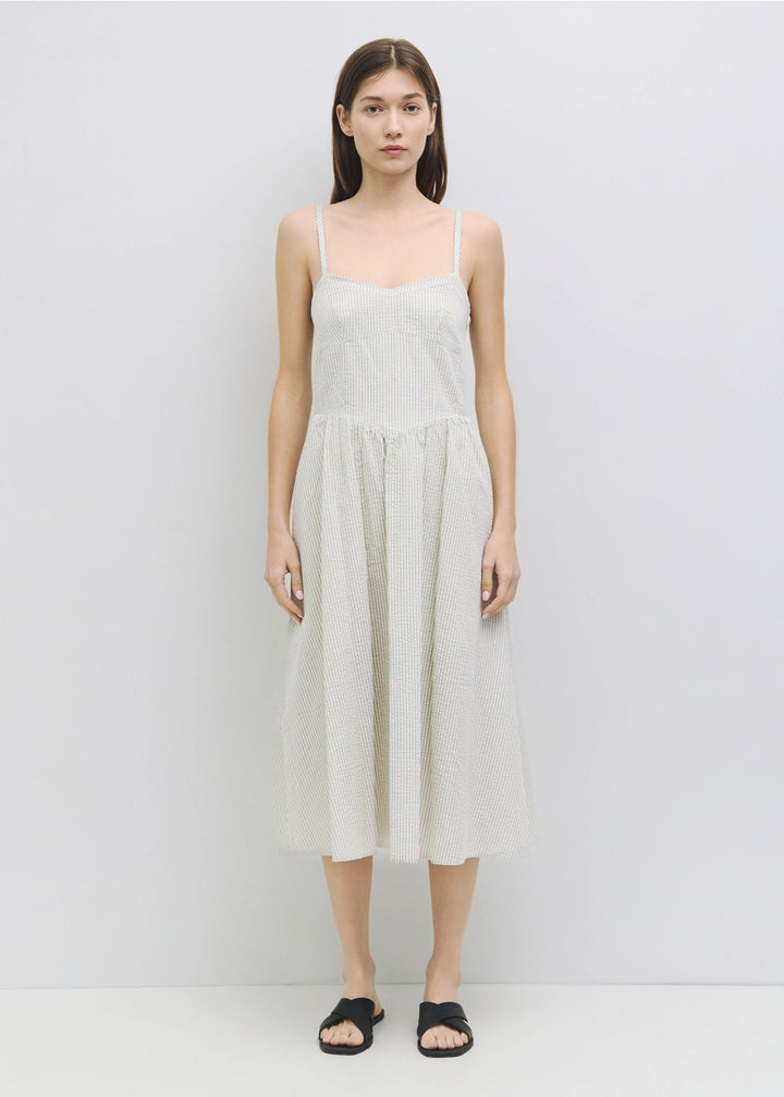 Genevieve Dress - Ivory / Blue