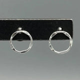 Hammered Circle Stud Earring -Silver