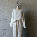 Robyn Waffled Cotton Top - Natural