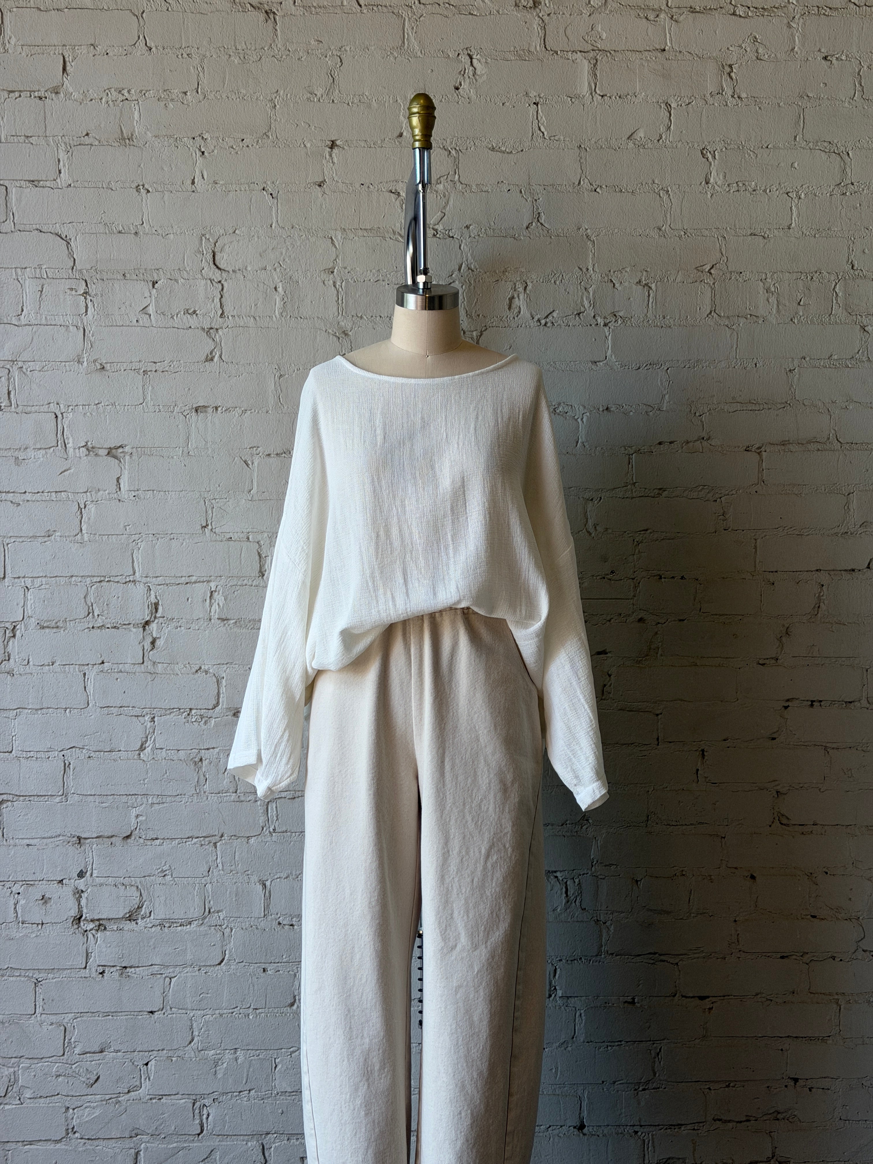 Robyn Waffled Cotton Top - Natural
