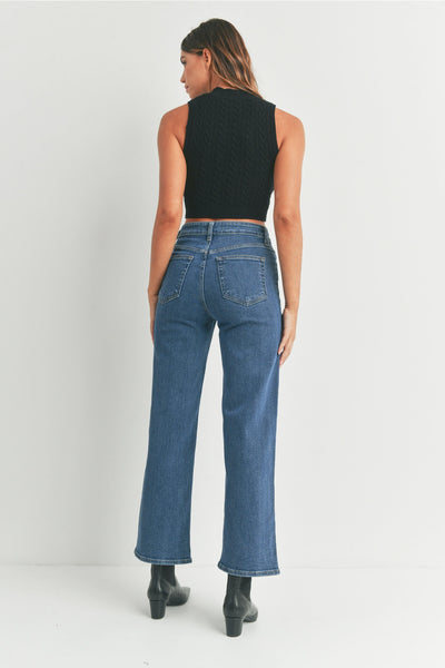 Full Length Straight Jeans - Dark Denim