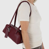 Small Recycled Leather Bowler Bag - Mahogany