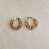 Beaded Cluster Hoops - Gold